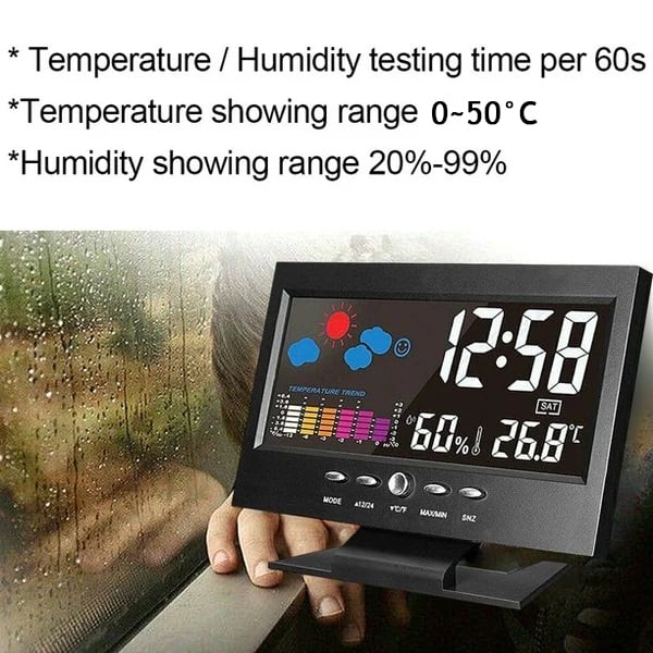 🎁Hot Sale 40% OFF⏳Digital Temperature Monitor Weather Forecast LED Alarm Clock