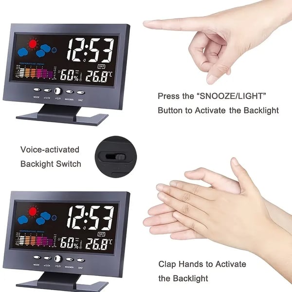 🎁Hot Sale 40% OFF⏳Digital Temperature Monitor Weather Forecast LED Alarm Clock