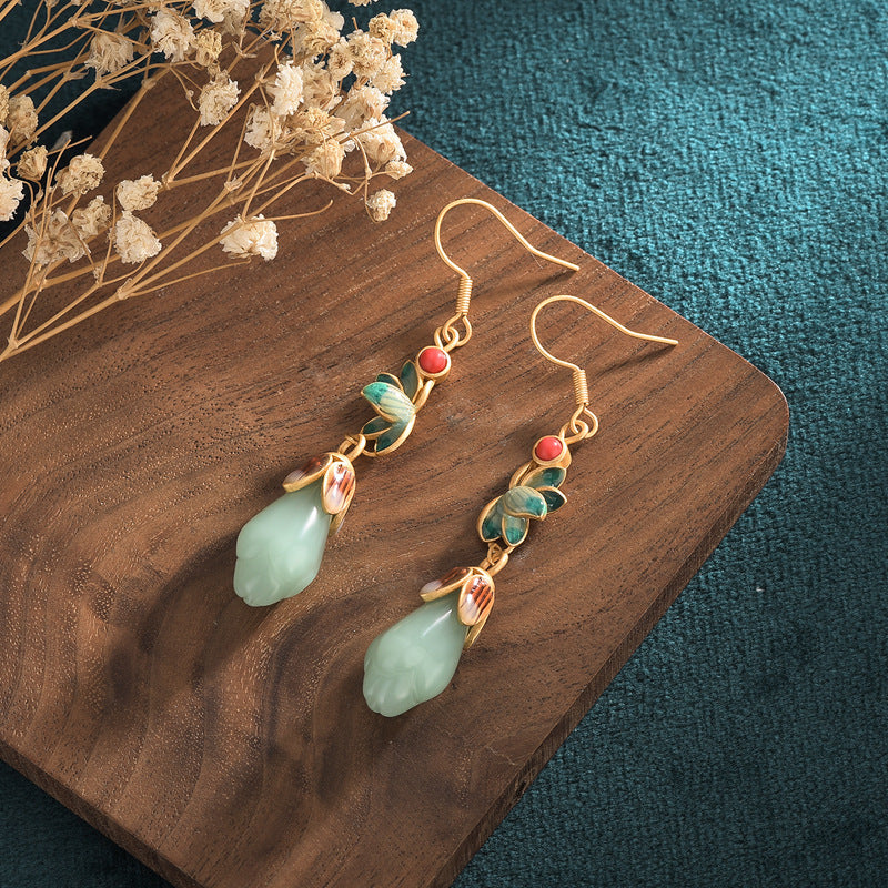 🔥Hot Sale🔥Ancient Crafted Hetian Jade Earrings - newbeew