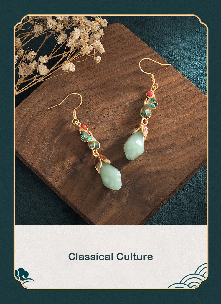 🔥Hot Sale🔥Ancient Crafted Hetian Jade Earrings - newbeew