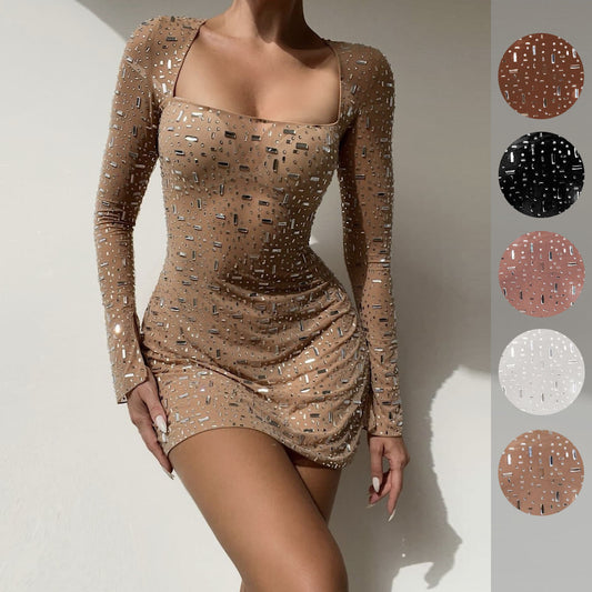 🎁New Year Sale 49% OFF⏳Women's Sequins Hot Diamonds Sexy Semi-See-Through Dresses