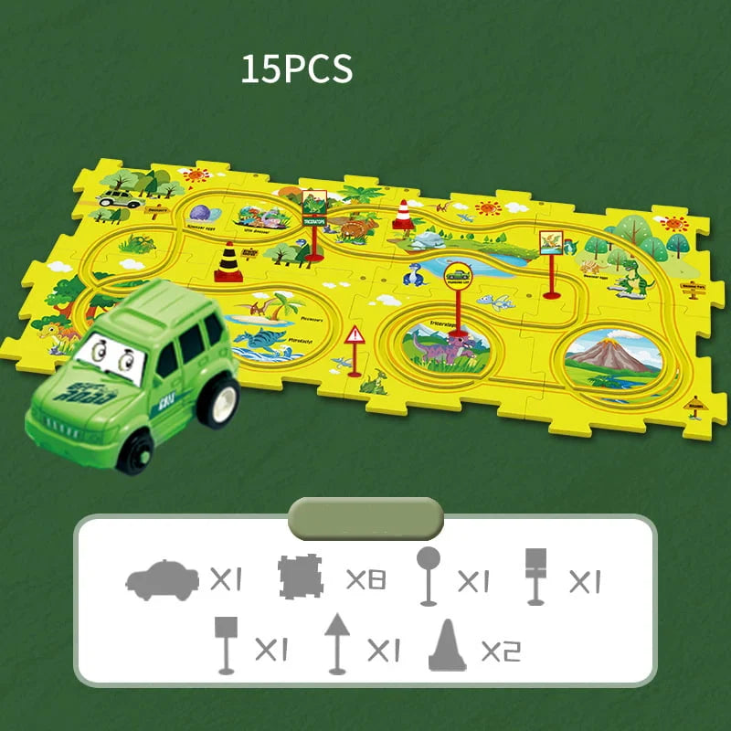 🎁[Best Gift For Kid]🚗Children's Educational Puzzle Track Car Play Set