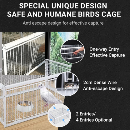 AutoTrap Bird Cage - Entry Only, No Exit, With Base