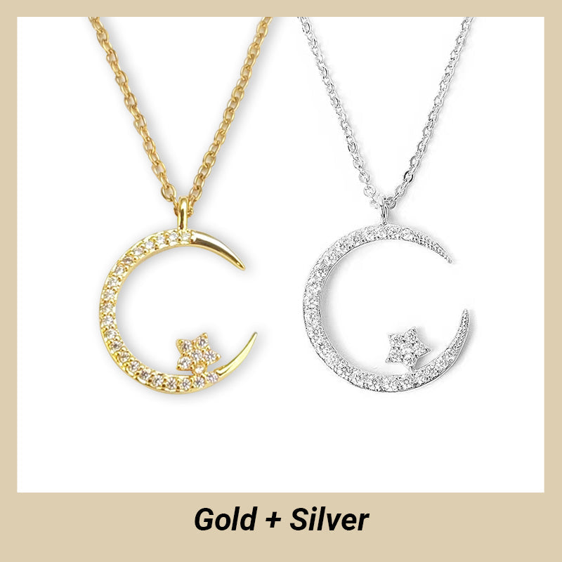 🌙Bright Night: Moon Star Necklace✨