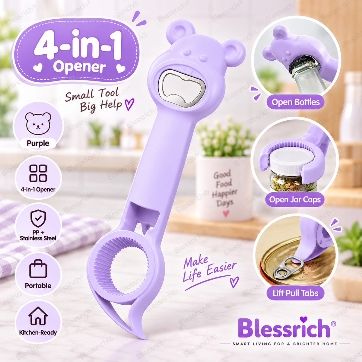 Multifunctional 4-in-1 Bottle Opener