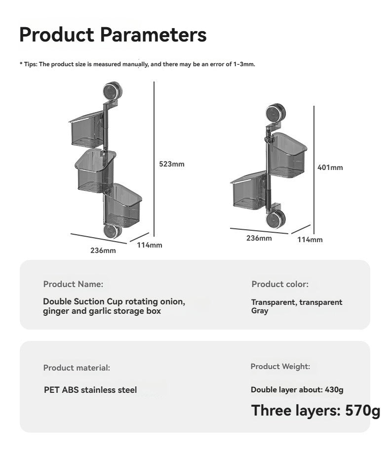 Perforated suction cup spice storage rack