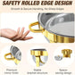 NEWBEEW 8QT Gold Chafing Dishes for Buffet with Glass Lid , Round Chafers and Buffet Warmers Set with Mirror-Polished Stainless Steel, Rolled Rim, Stackable, Lid Holder for Parties, Weddings, Easter, Gatherings (2/4 Pack）