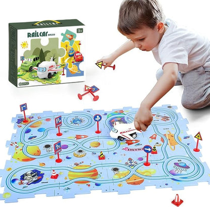 🎁[Best Gift For Kid]🚗Children's Educational Puzzle Track Car Play Set