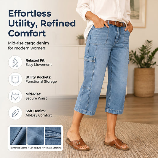 📢50% Off⏰Women's Casual Stretchy Cropped Denim Pants