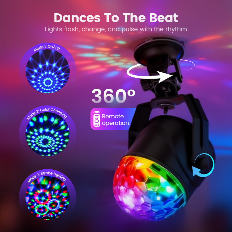 ✨ Colorful Rotating Magic Disco Ball Light