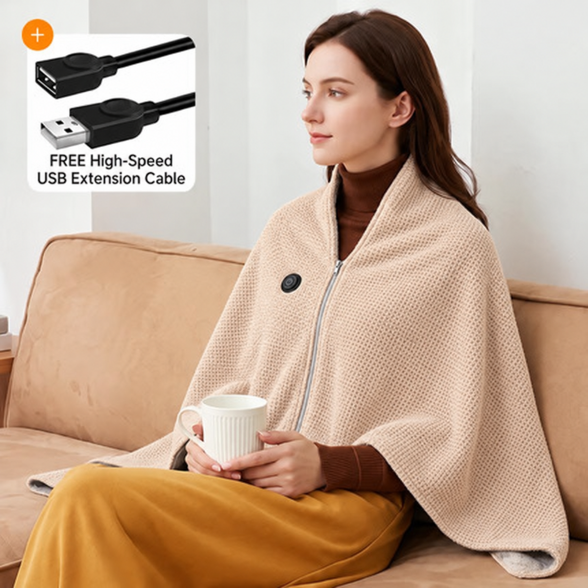 🎉Christmas Sale - 50% OFF🔥Portable Heated Hooded Blanket Shawl