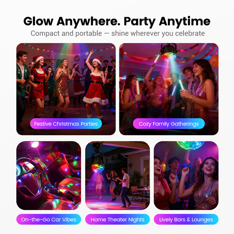 ✨ Colorful Rotating Magic Disco Ball Light