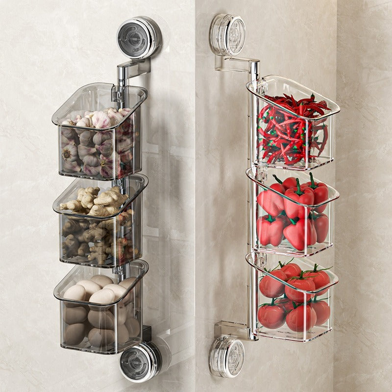 Perforated suction cup spice storage rack