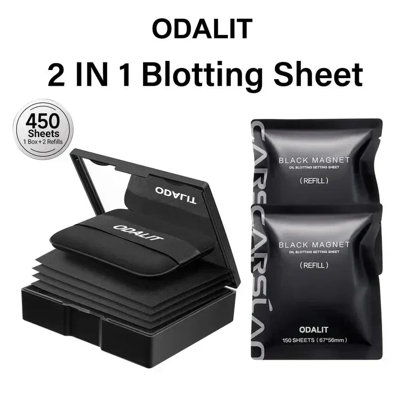 ⏰Buy 1 Get 1 Free💝Black Magnet Oil Blotting Setting Sheet With Powder More Control Oil Keep Fresh 2 IN 1 Blotting Sheet