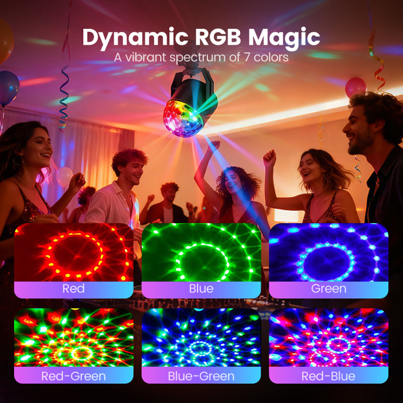 ✨ Colorful Rotating Magic Disco Ball Light