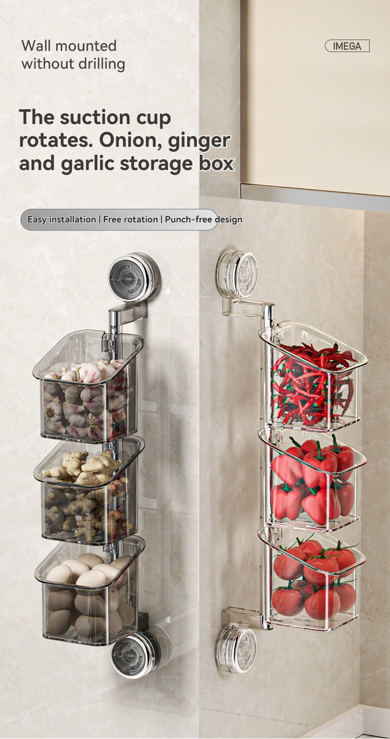 Perforated suction cup spice storage rack