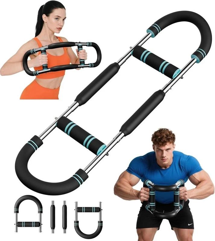 Adjustable weight bar for arm trainers, arm and torso strength training equipment, portable training device for home gyms and fitness