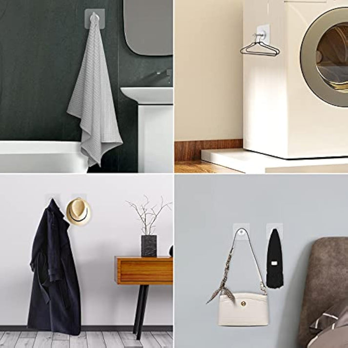 ✨BUY 16 Get 16 Free 32-Piece No-Drill Screw Stickers, Strong Adhesive No-Nail, No Drilling Required Adhesive Wall Hooks Wall Mount Screw Hooks Picture Hangers Without Nails for Hanging 2.25 * 2.25 * 0.4 Inch for Kitchen, Bathroom, Home