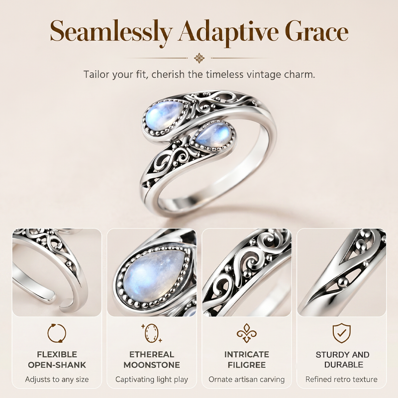 ⏳Limited-time 50% off⏰Vintage Adjustable Open Ring with Teardrop Glowing Zircon💧💍