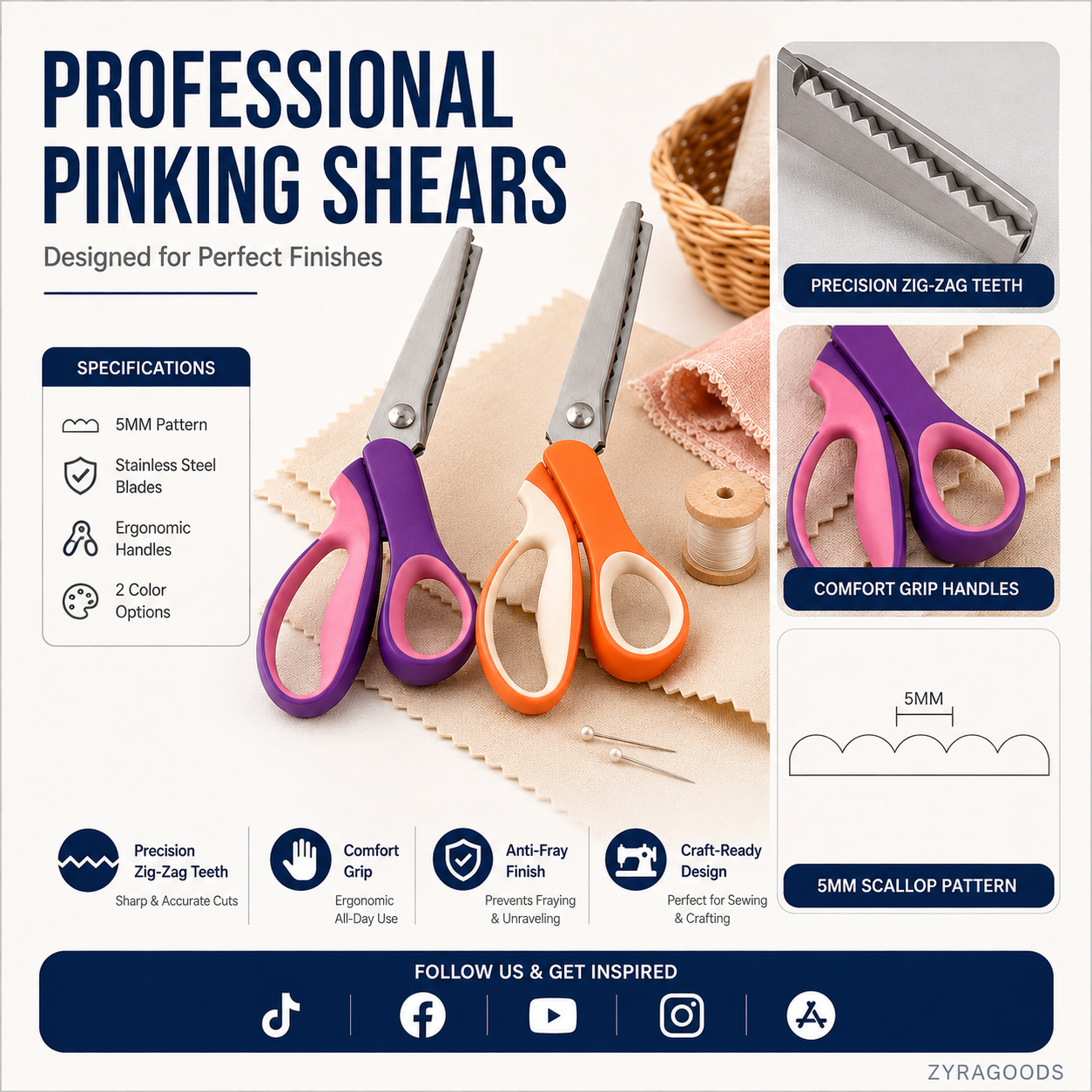 Multipurpose Pinking Shears Serrated Scissors