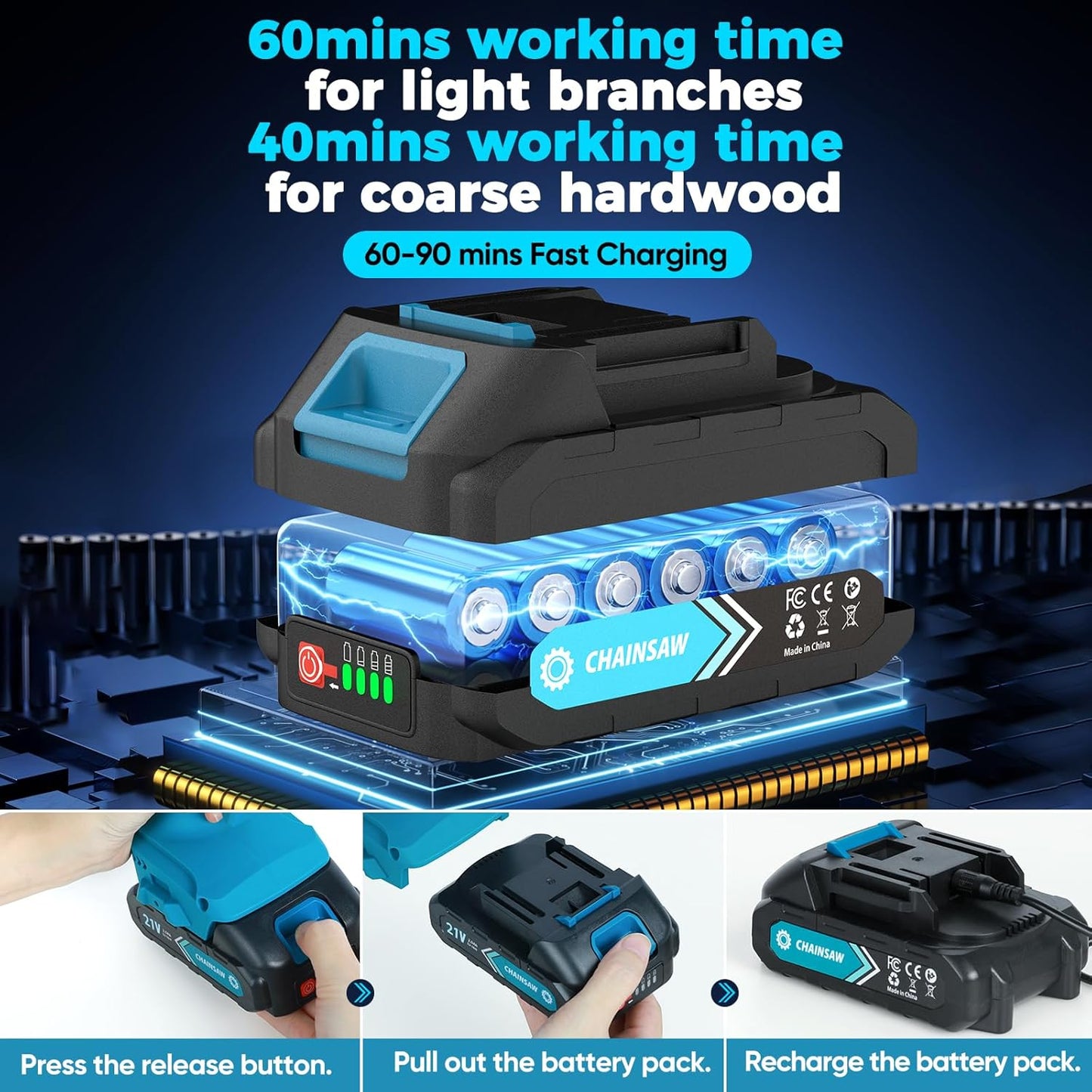 🔥Limited Time Promotion 50% OFF🔥6-inch Cordless Mini Chainsaw with 2 Batteries