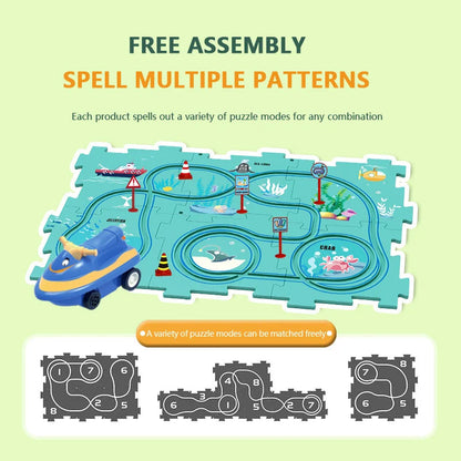 🎁[Best Gift For Kid]🚗Children's Educational Puzzle Track Car Play Set