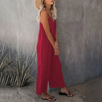 🎁Limited time 49% OFF⏳Loose Sleeveless Strap Stretchy Jumpsuit