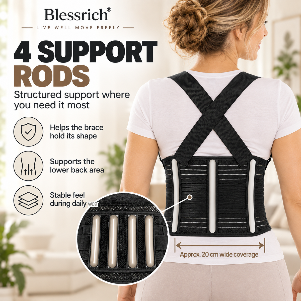 ⏳Time-Limited Special⏰ Support Your Back Instantly! Breathable 4-Rod Waist Support Brace