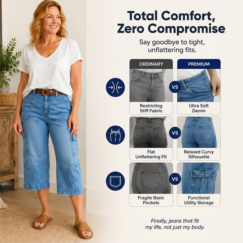 📢50% Off⏰Women's Casual Stretchy Cropped Denim Pants