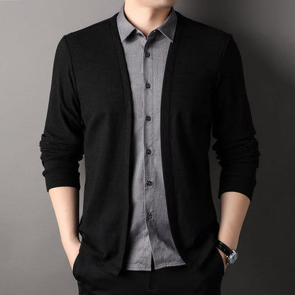 🎁Hot Sale 40% OFF⏳Men's False Two Piece Shirt Neck Knit Cardigan