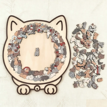 🎁Christmas Sale 49% OFF🎅135-Piece Morandi-Colored Cat Shaped Wooden Jigsaw Puzzle