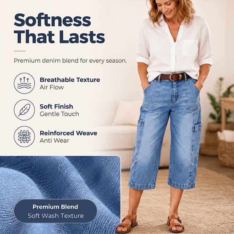 📢50% Off⏰Women's Casual Stretchy Cropped Denim Pants