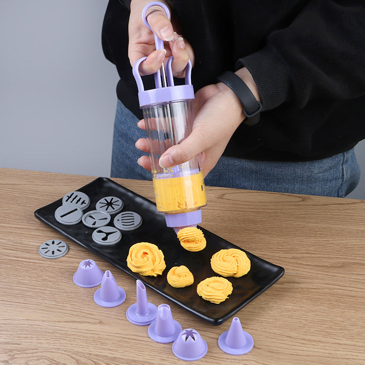 📢📢40% OFF !!⏰️ Stainless Steel Cake Decorating Gun Kit – 18-Piece Piping Set, Fill & Decorate with Ease, BPA-Free 🍪