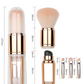 🖌️LAST DAY SALE 50% OFF !!📢Portable Retractable Makeup Brush Set – Multifunctional Travel Cosmetic Tool with Powder, Blush & Silicone Lip Brush