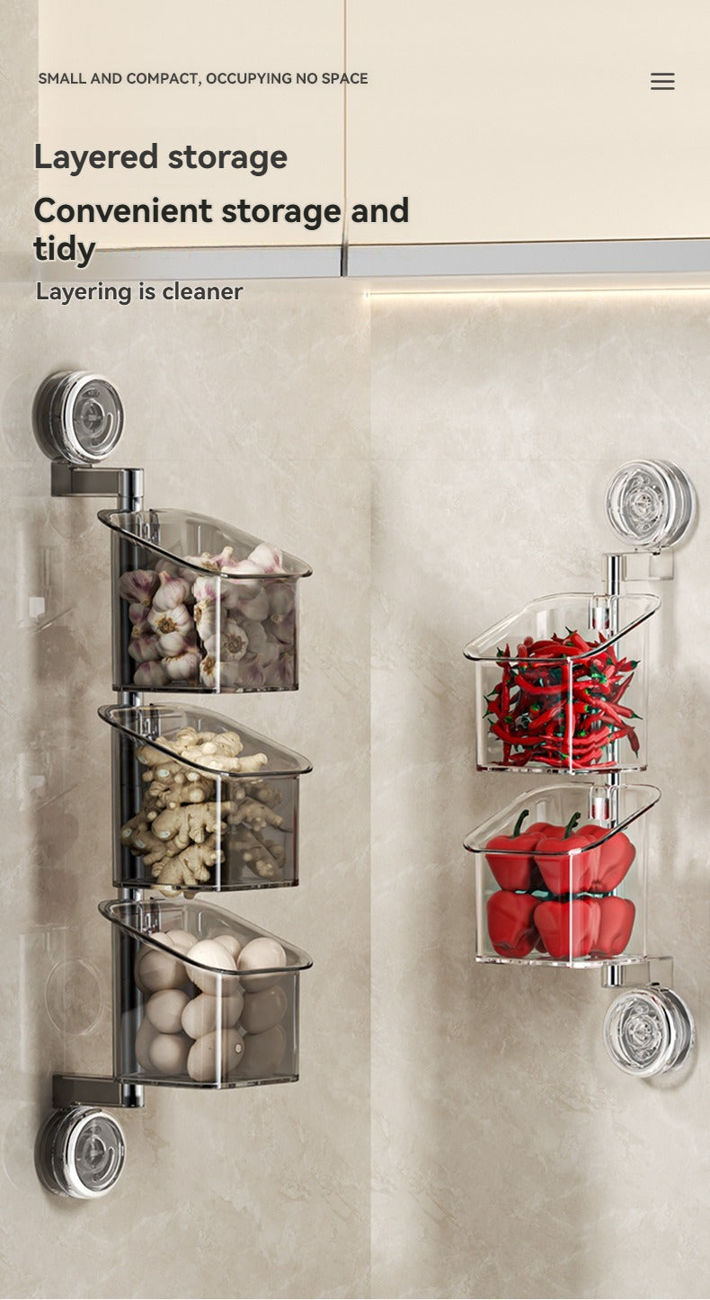 Perforated suction cup spice storage rack