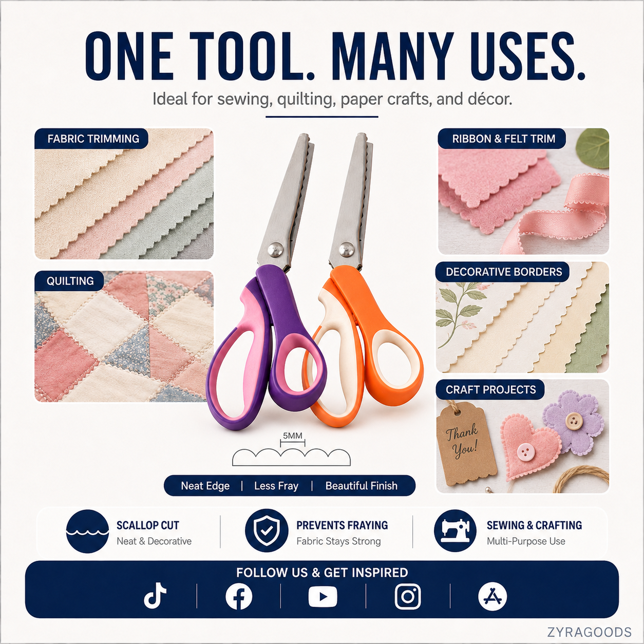 Multipurpose Pinking Shears Serrated Scissors
