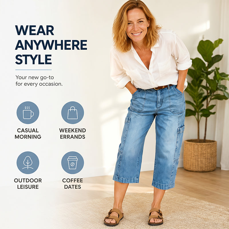 📢50% Off⏰Women's Casual Stretchy Cropped Denim Pants