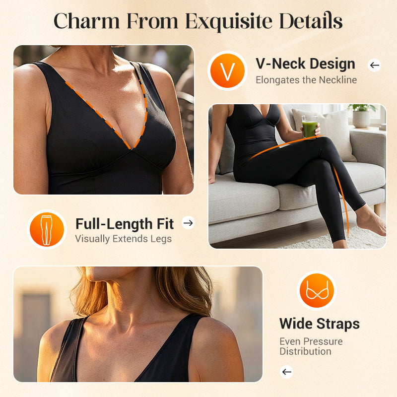 High-Stretch V-Neck Jumpsuit for Fitness & Yoga