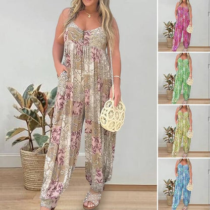 🎁Limited time 49% OFF⏳Cooper Patchwork Print Loose Jumpsuit