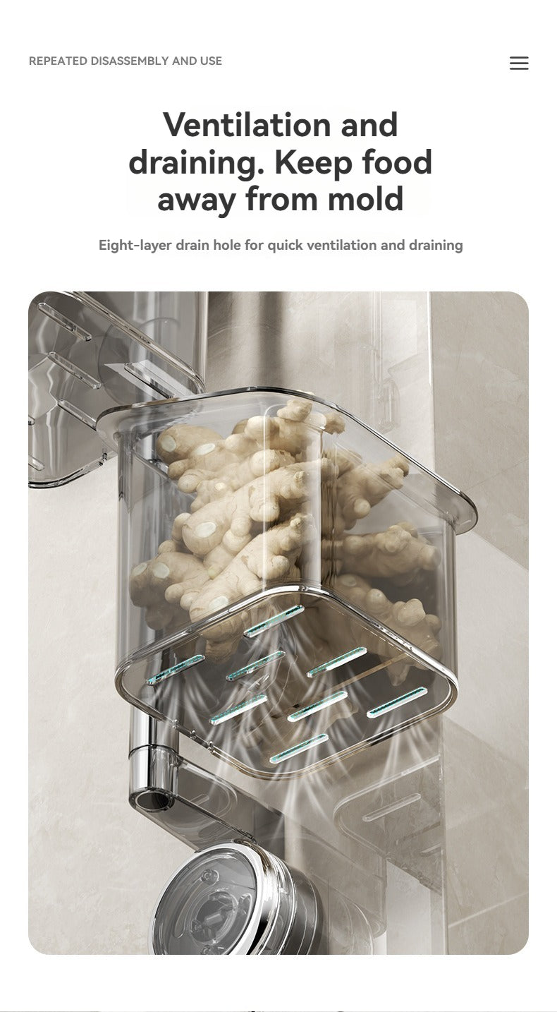 Perforated suction cup spice storage rack