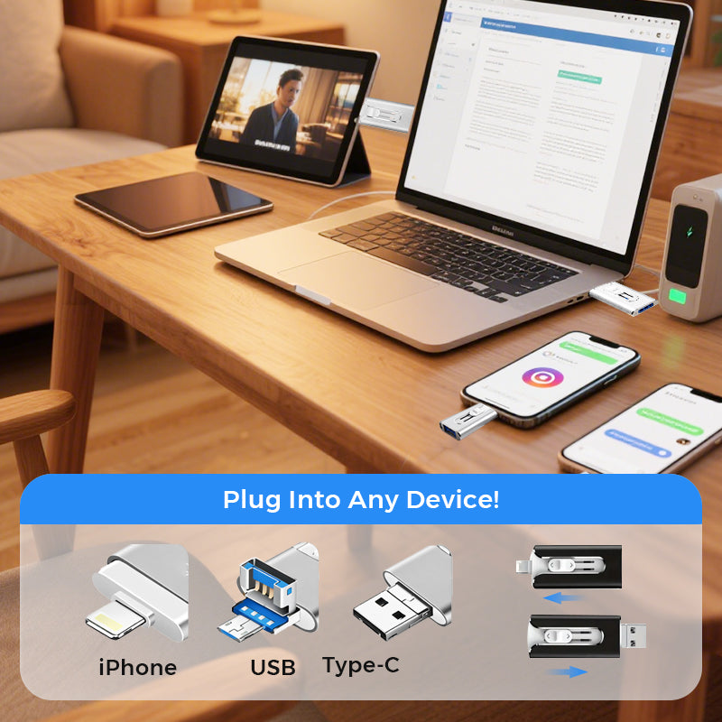 💾 LIMITED-TIME 50% OFF! 📱 4-in-1 Flash Drive for iPhone Android PC – Fast Photo Transfer, Free Up Phone Storage ⚡
