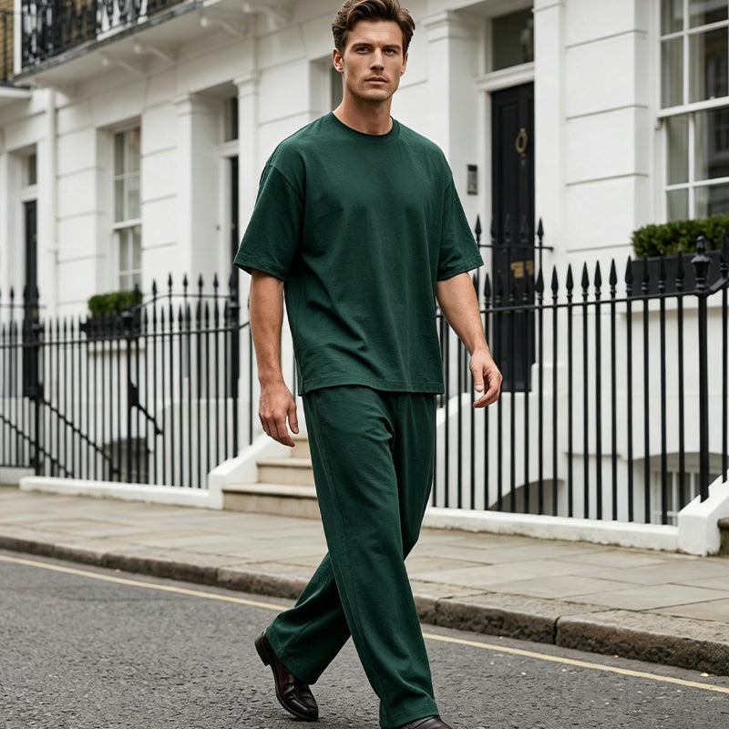 👕 50% OFF NOW! 👖 Men's Casual Loose T-shirt & Wide Pants 2-Piece Set – Streetwear Matching Outfit – Daily Lounge & Comfortable Fit 🌟