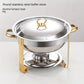 NEWBEEW 8QT Gold Chafing Dishes for Buffet with Glass Lid , Round Chafers and Buffet Warmers Set with Mirror-Polished Stainless Steel, Rolled Rim, Stackable, Lid Holder for Parties, Weddings, Easter, Gatherings (2/4 Pack）
