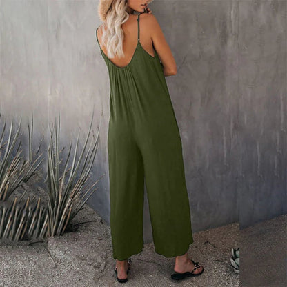 🎁Limited time 49% OFF⏳Loose Sleeveless Strap Stretchy Jumpsuit