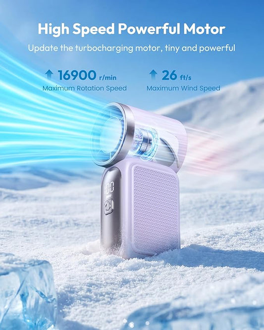Mini Handheld Fan with LED Display –👍5-Speed Turbo Pocket size Fan.✨USB Rechargeable, High-Speed Cooling for Travel & Makeup. Perfect  Gift.  Portable Refrigeration