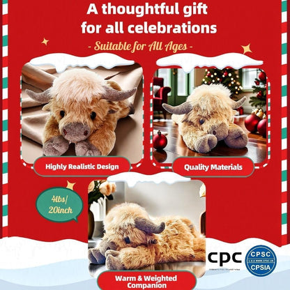 🎁Christmas Gift Toy🐂🎉Cute Cartoon Highland Cow Cuddly Toy