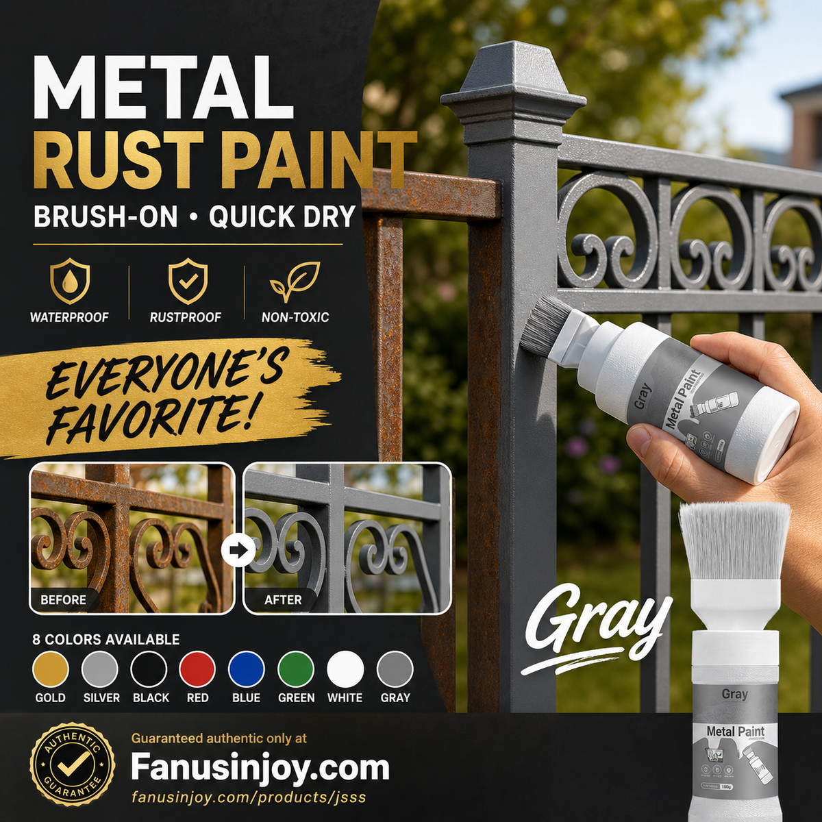 ✨New Arrival-🔥🖌️Refresh paint surfaces in one simple spray!✨🏠Water-Based Metallic Silver Paint with Built-in Brush💥👍