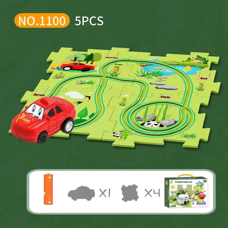 🎁[Best Gift For Kid]🚗Children's Educational Puzzle Track Car Play Set