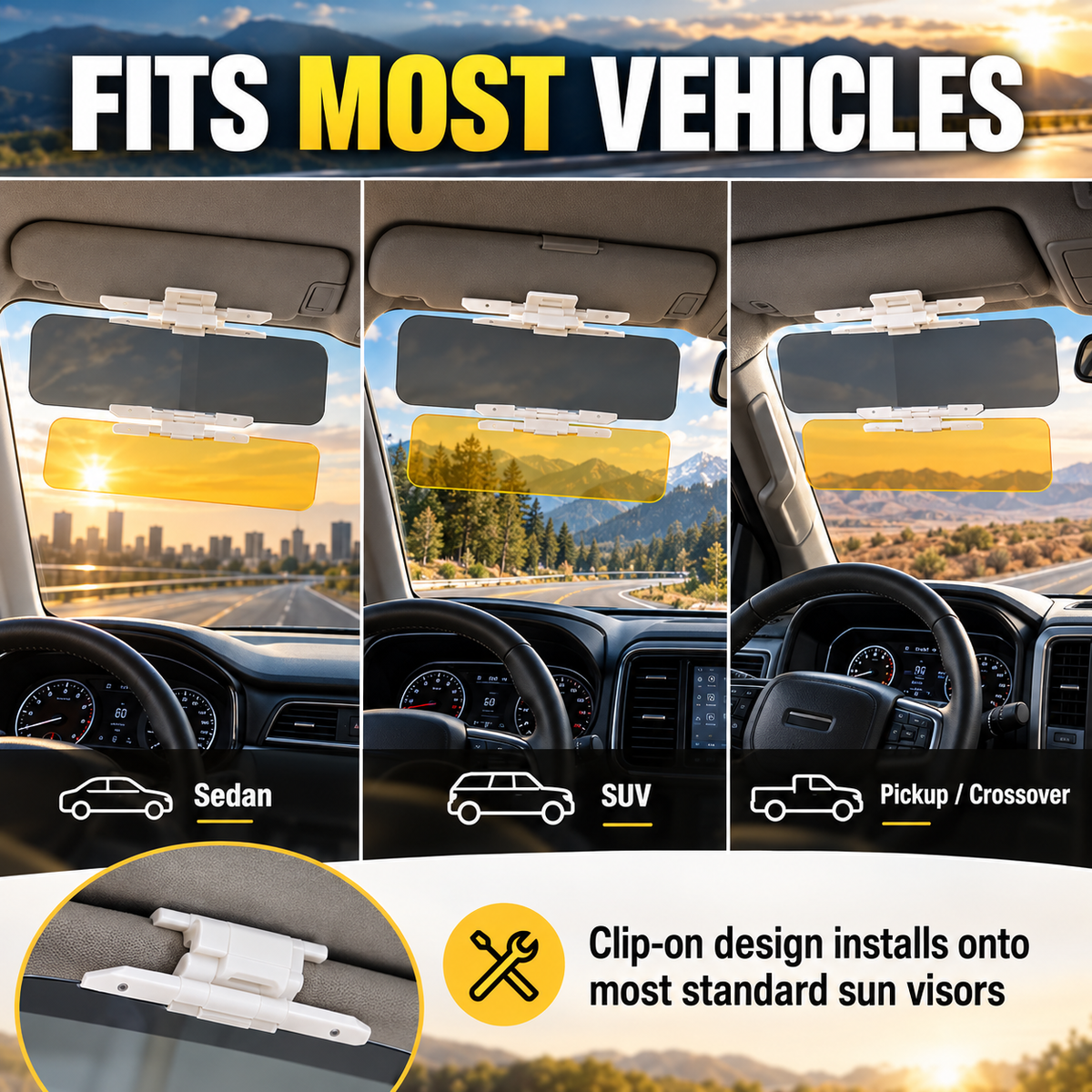⏳Time-Limited Special⏰Universal HD Anti-Glare Car Visor for Day & Night