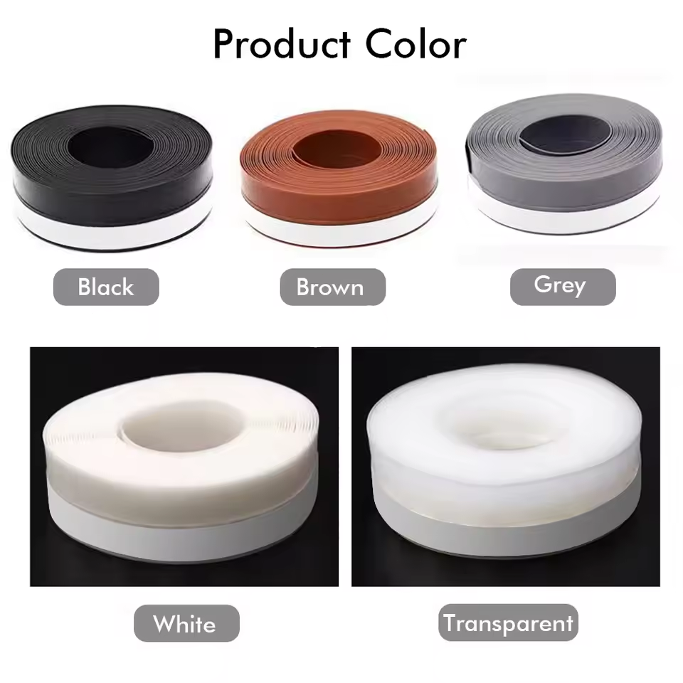 16.4Ft Door Weather Stripping, (1.38in Width) Weather Stripping Door Draft Stopper Adhesive Seal Strip Anti Draft Insulation Tape for Doors Windows and Shower Doors